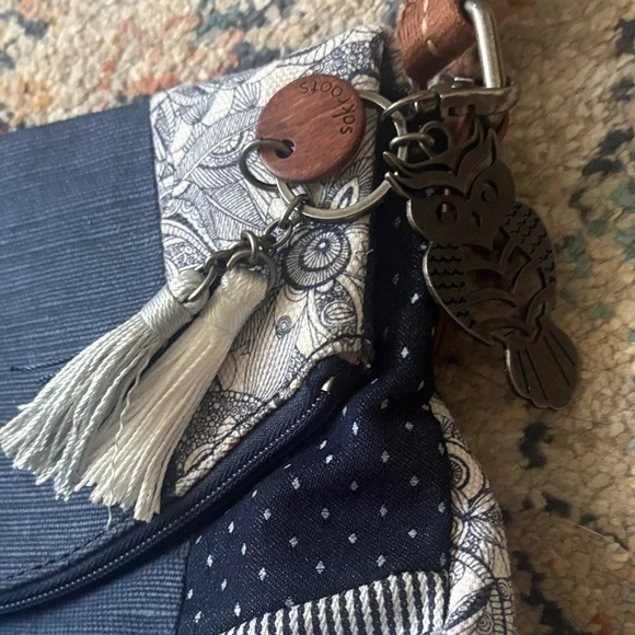 Sakroots Navy and Brown Floral Shoulder Bag - Picture 4 of 12